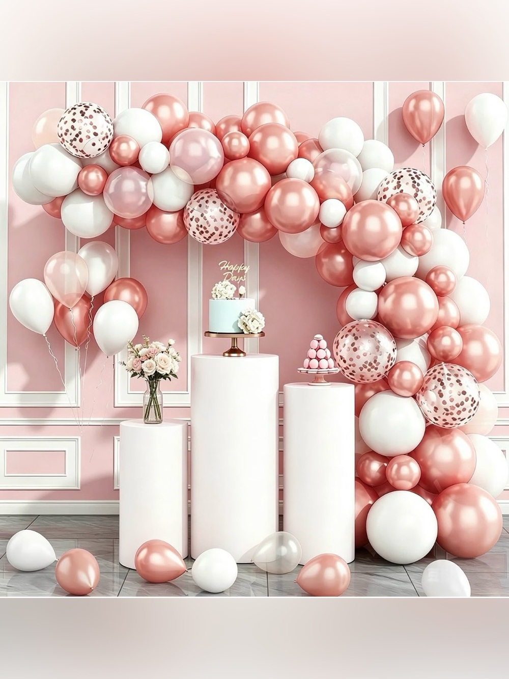 3 Pcs Round Cylinder Pedestal Stand For Wedding Party Display Stand Decor, White